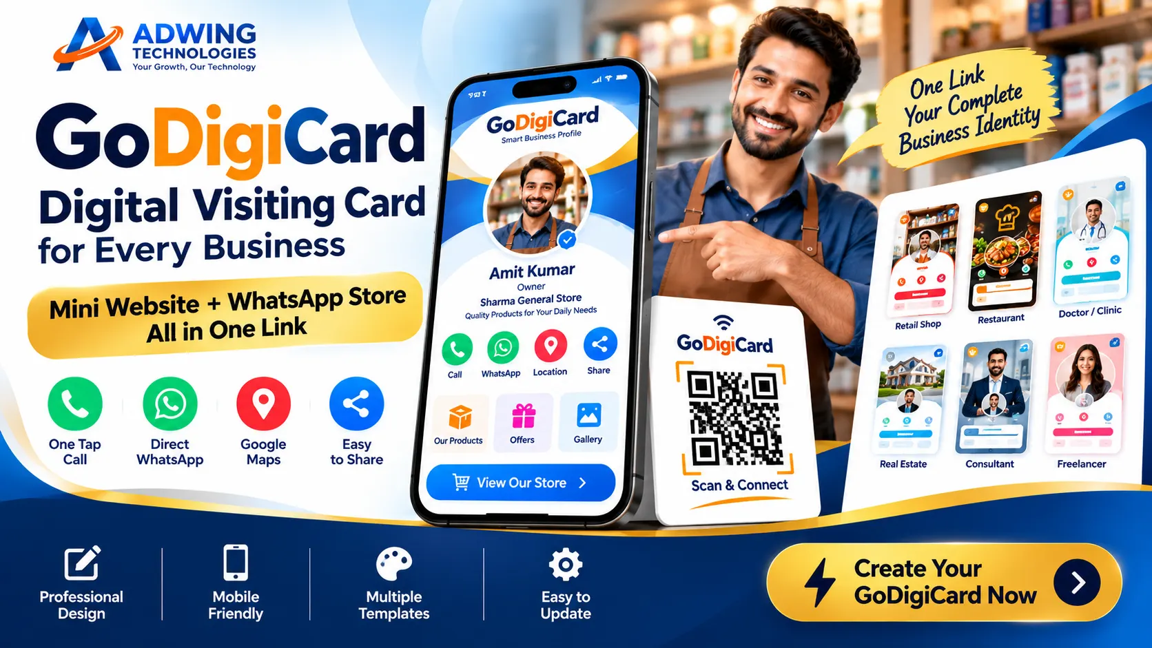 GoDigiCard: Digital Visiting Card , Mini Website & WhatsApp Store for Business